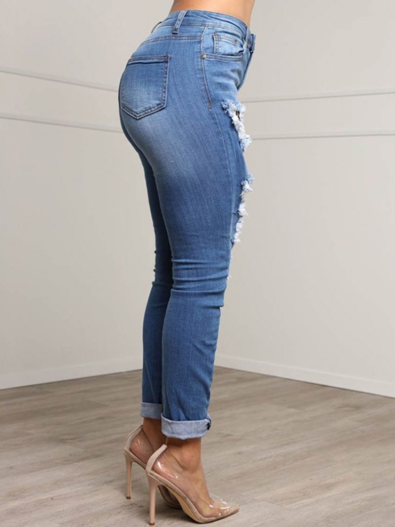 Patchwork Leopard Pencil Pants Vetoketjulliset Naisten Slim Farkut