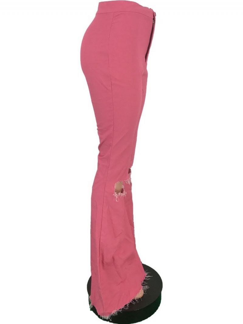 Plain Hole Bellbotoms High Waist Skinny Farkut