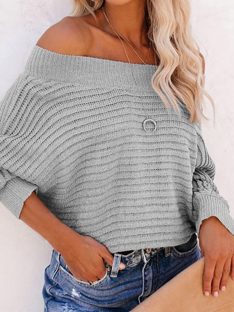 Ohut Batwing Sleeve Patchwork Batwing Standard Naisten Villapaita