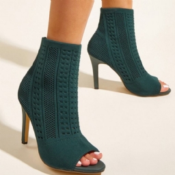 Peep Toe Plain Stiletto Heel Western Saappaat