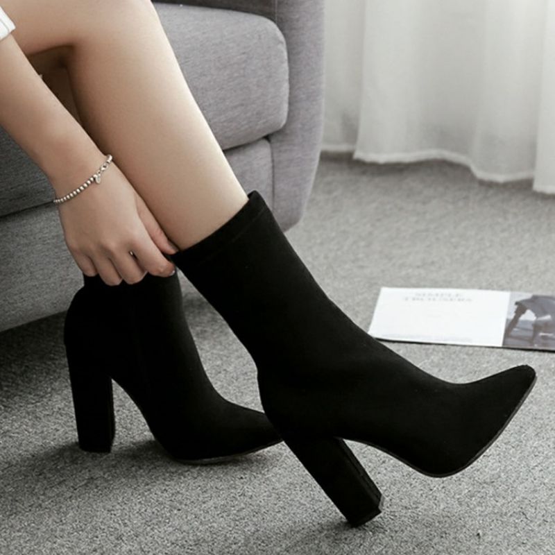 Sivuvetoketju Plain Chunky Heel Western Saappaat