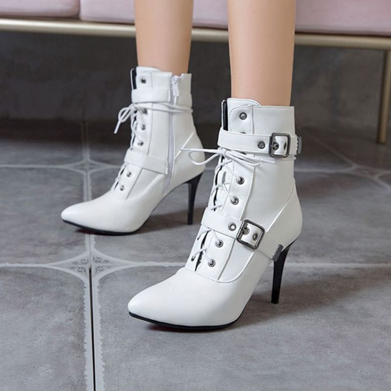 Teräväkärkinen Sivuvetoketju Stiletto Heel Western Saappaat