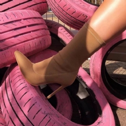 Yksinkertaiset Teräväkärkiset Stiletto Heel Slip-On Naisten Nilkkurit
