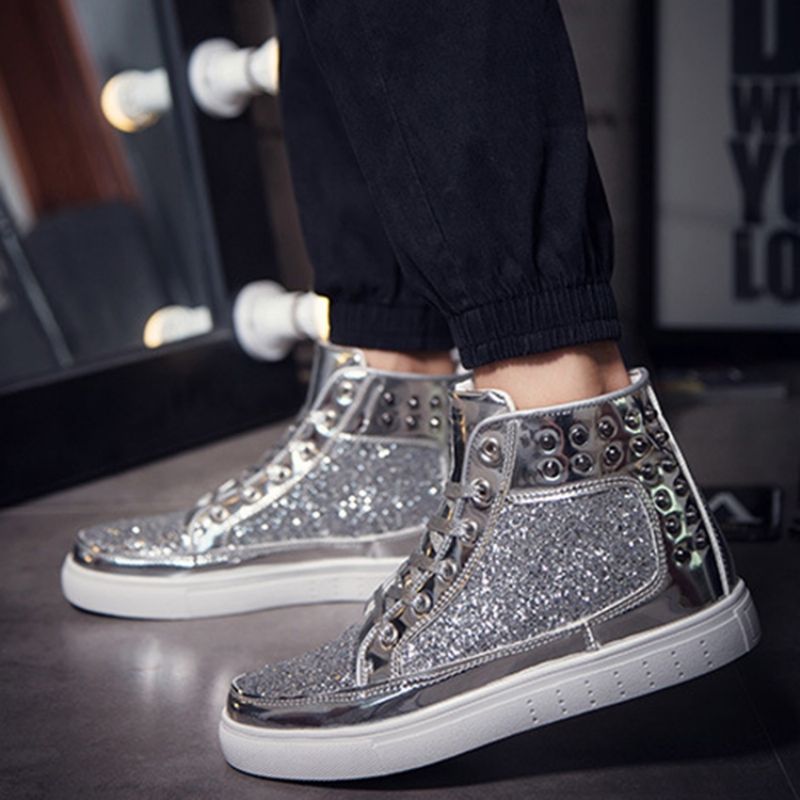 Patchwork High-Cut Ylänauha Pyöreä Toe Skate Miesten Kengät