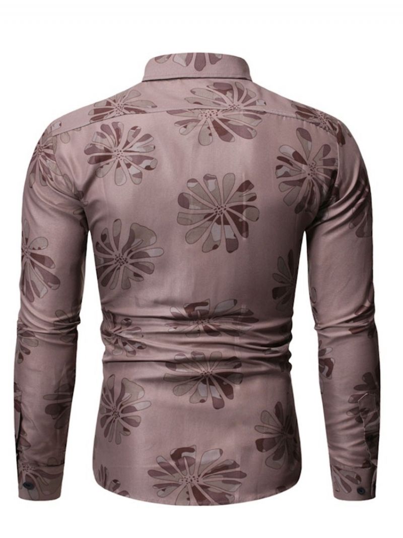 Lapel Casual Button Ohut Yksirivinen Miesten Paita