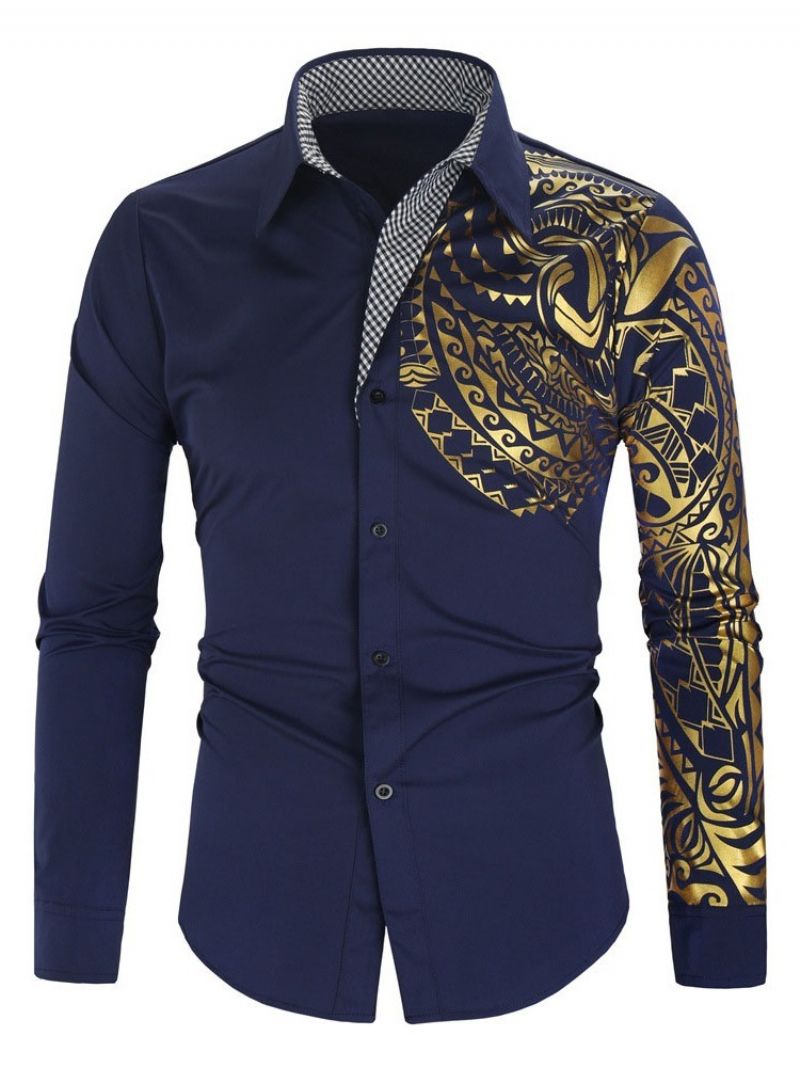 Lapel European Print Fall Slim Casual Paita