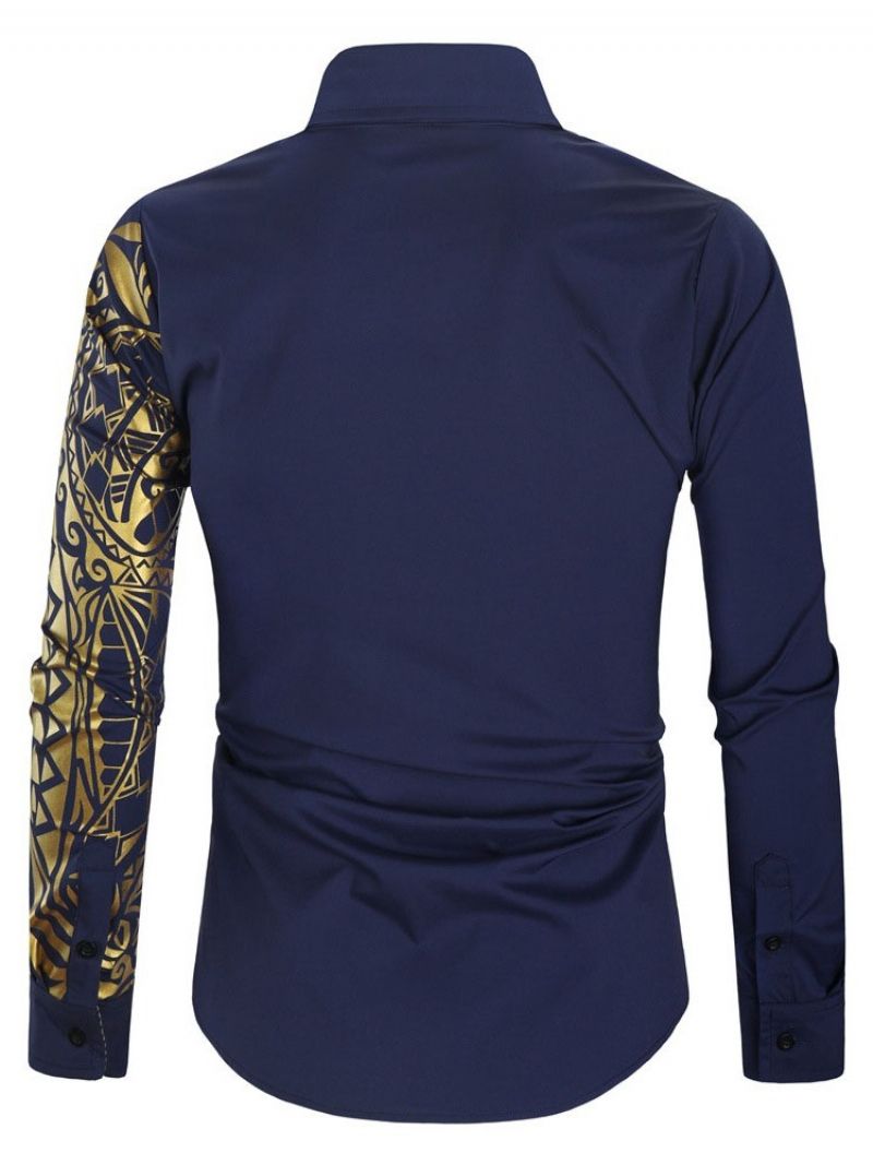 Lapel European Print Fall Slim Casual Paita