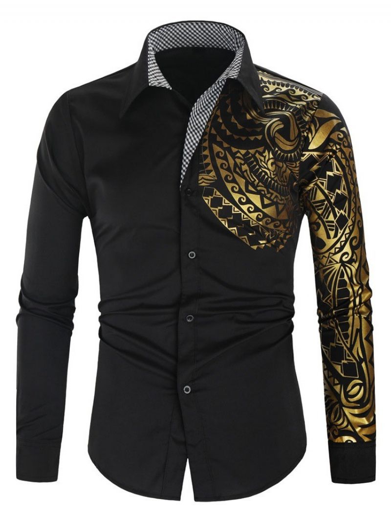 Lapel European Print Fall Slim Casual Paita