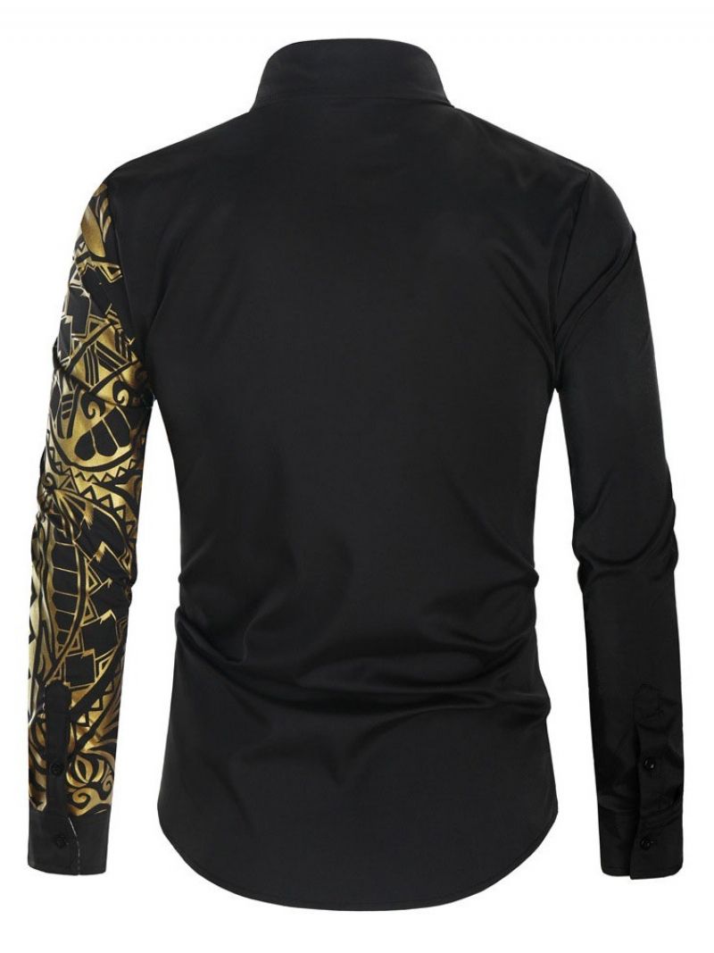 Lapel European Print Fall Slim Casual Paita