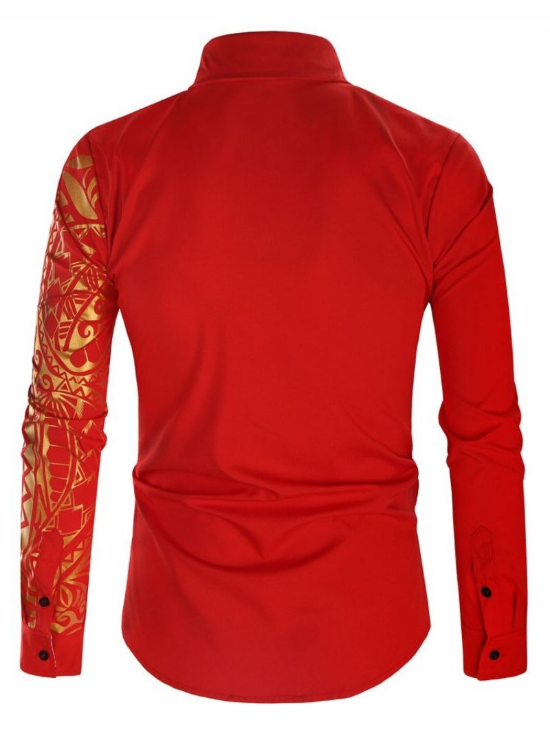 Lapel European Print Fall Slim Casual Paita