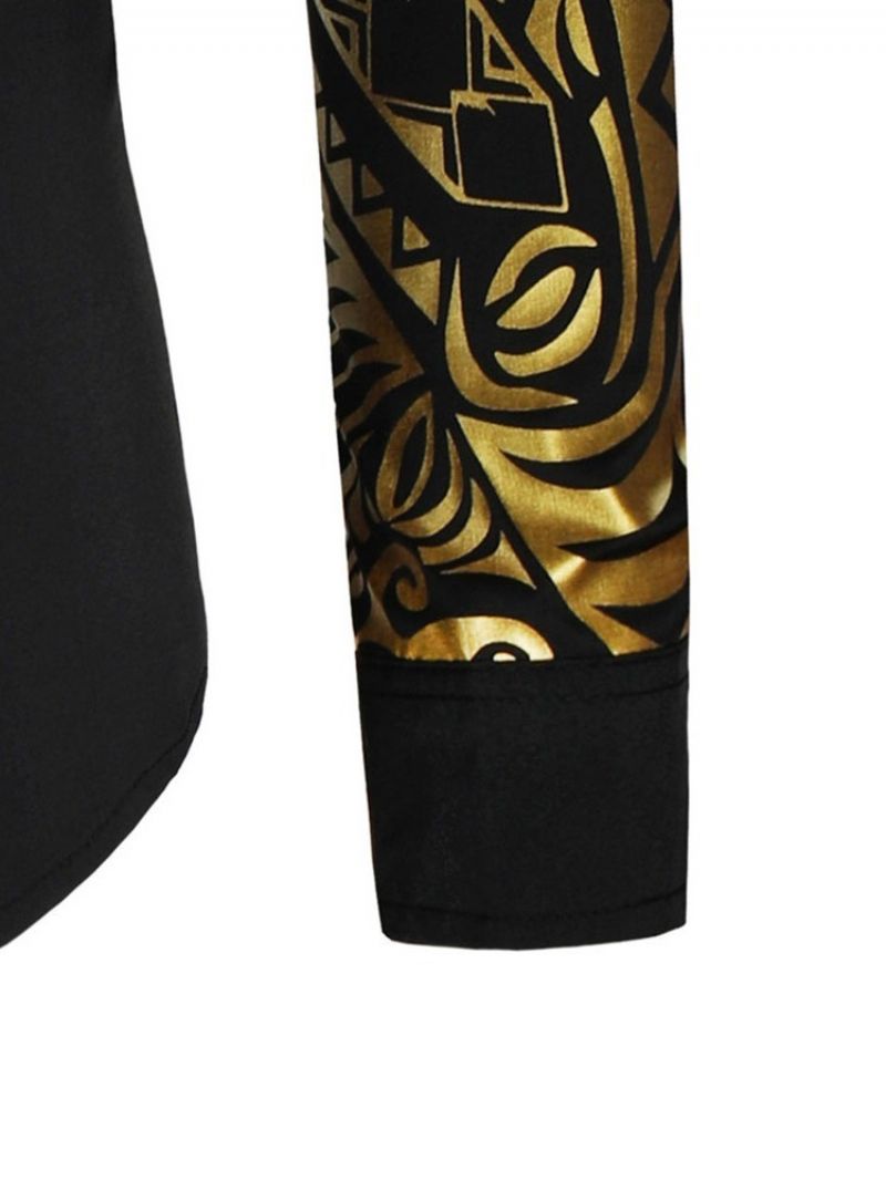 Lapel European Print Fall Slim Casual Paita