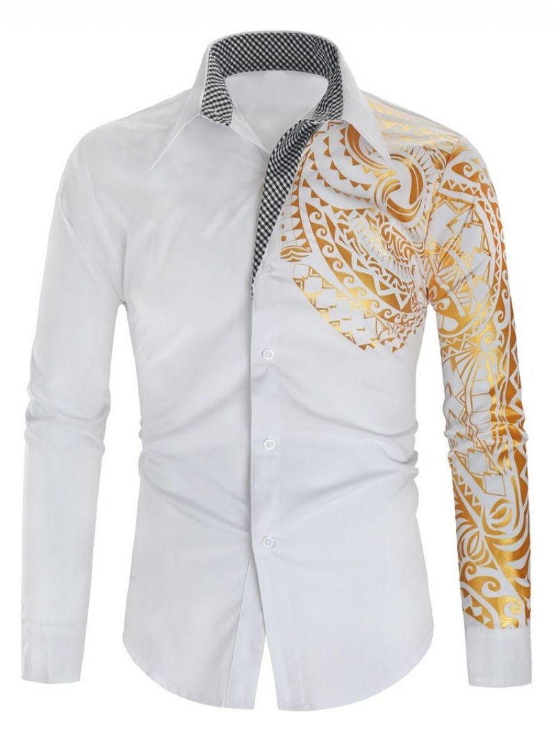 Lapel European Print Fall Slim Casual Paita