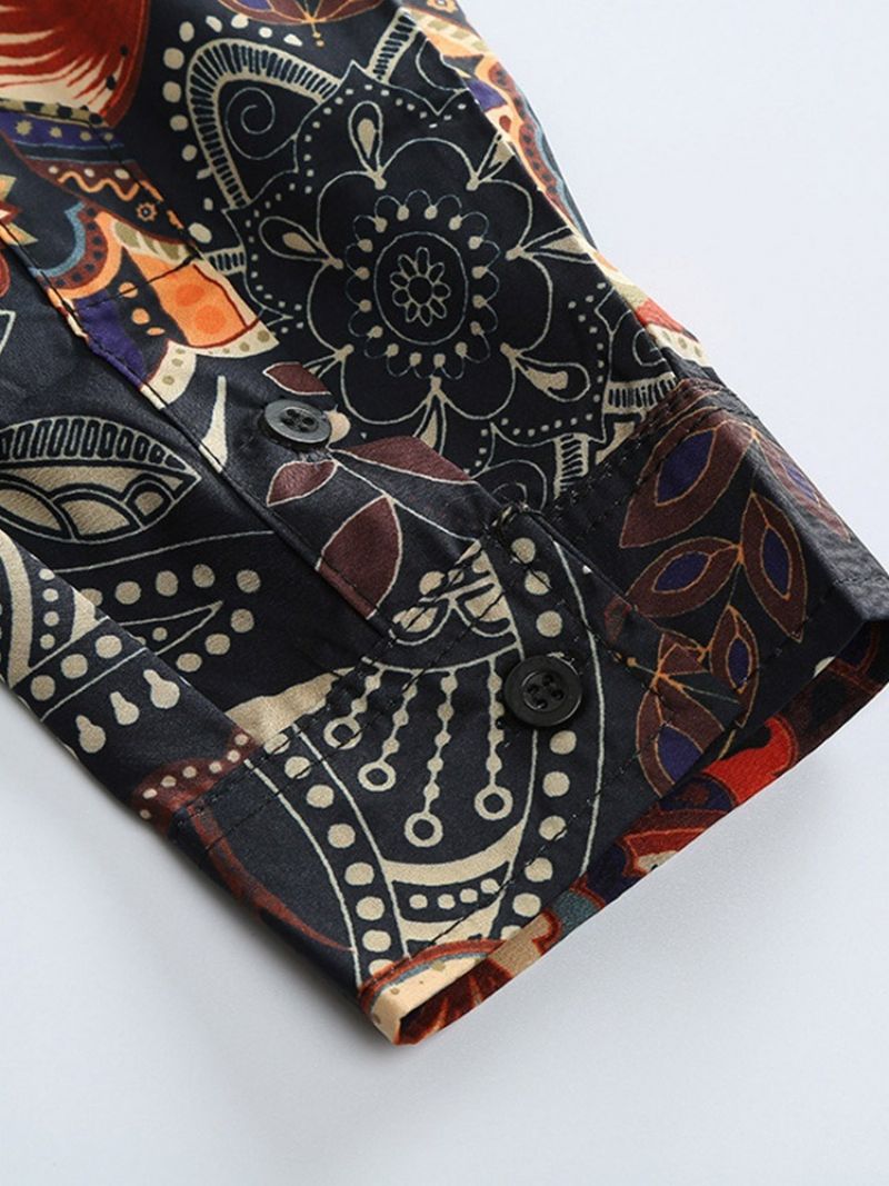 Lapel Muoti Print Ohut Miesten Paita
