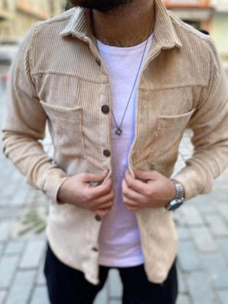 Lapel Pocket Plain Slim Yksirivinen Paita