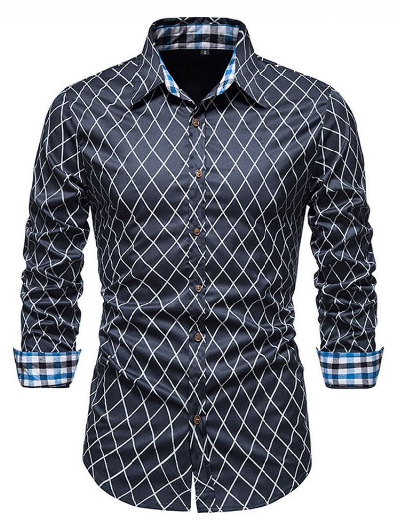 Ol Lapel Color Block Slim Fall Shirt