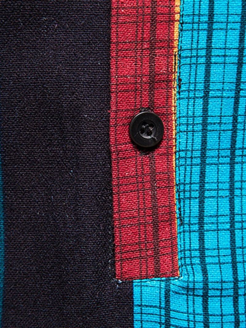 Print England Stand Collar Slim Summer Shirt