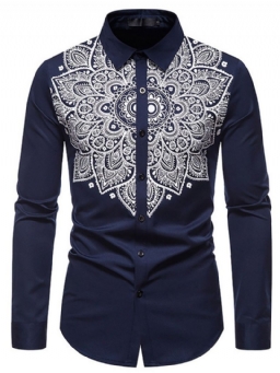 Print Käänne Kukkainen Single-Breasted Slim Casual Paita