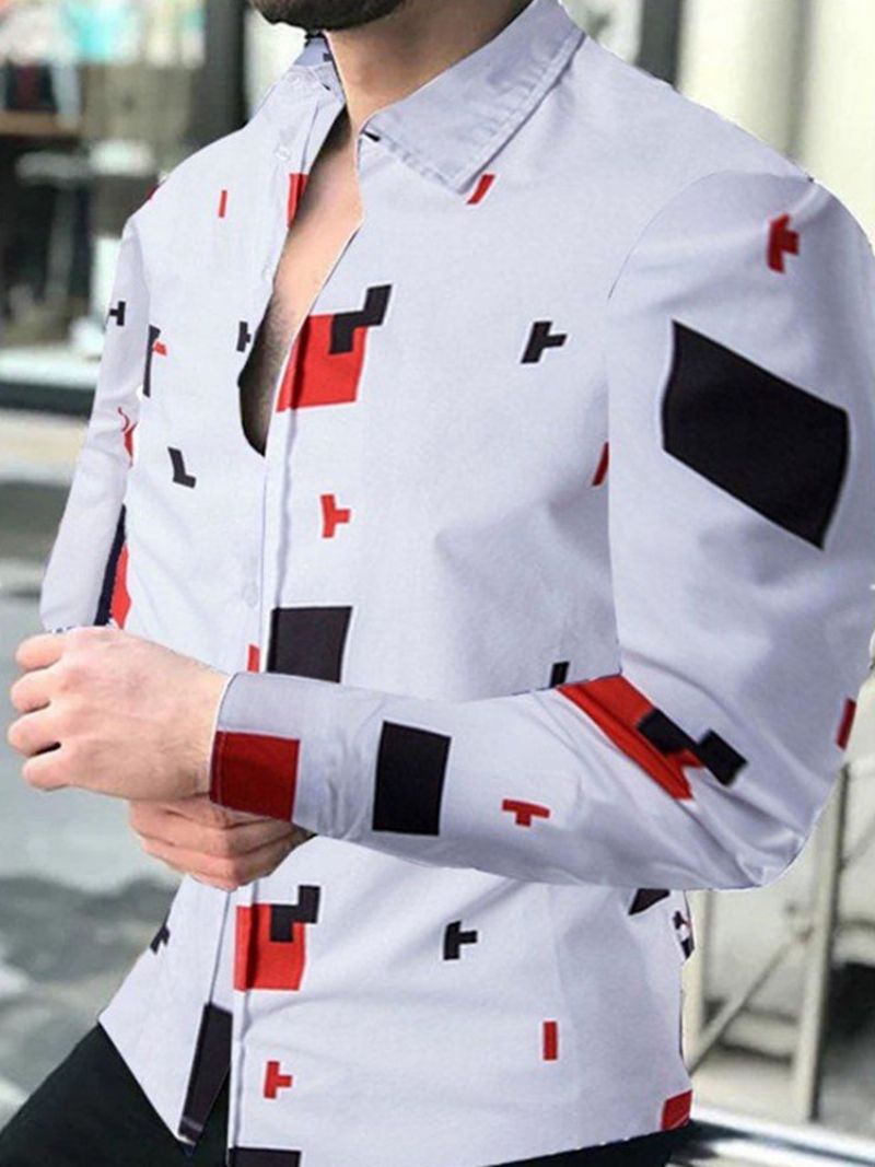 Print Lapel Fall Single-Breasted Casual Shirt
