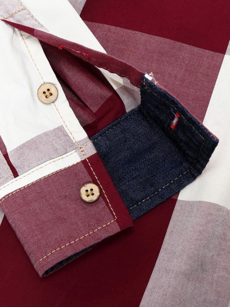 Ruudullinen Color Block Casual Miesten Paita