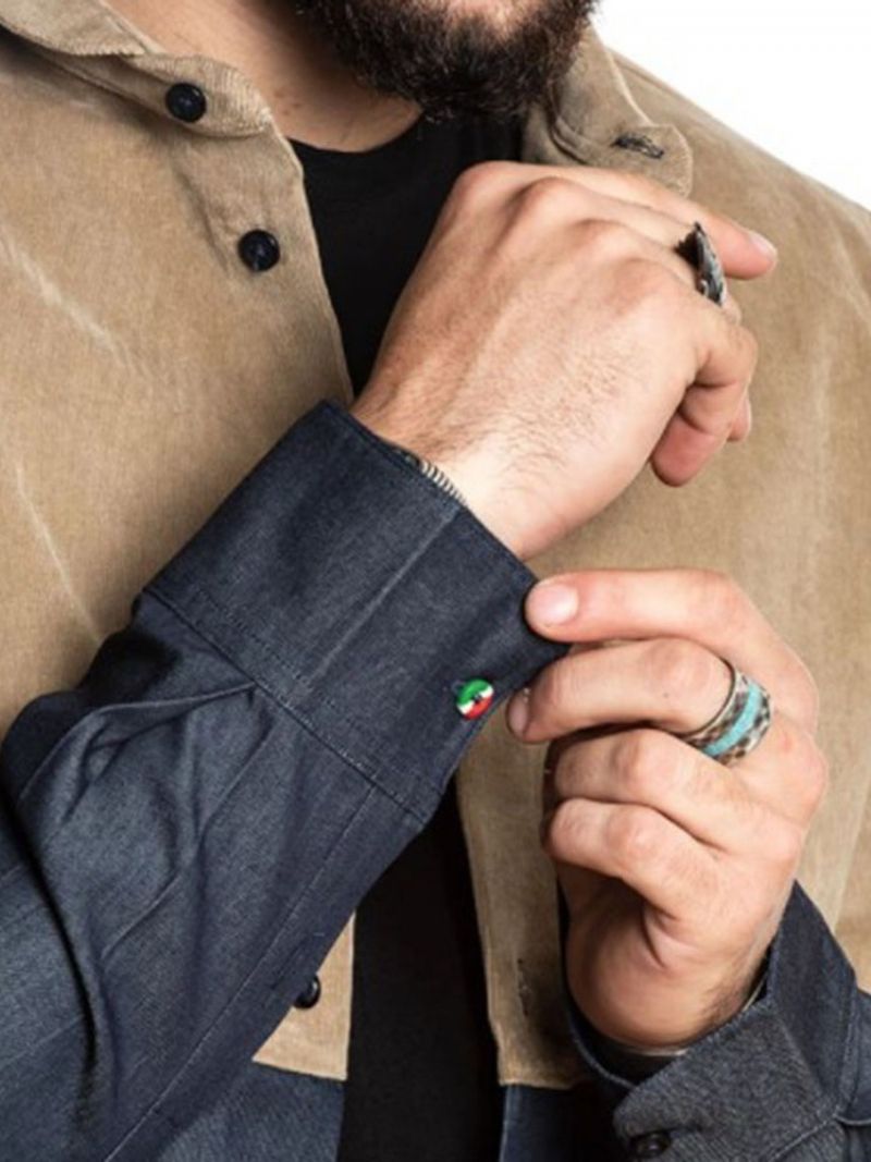 Värillinen Patchwork Lapel Yksirivinen Syksyinen Paita