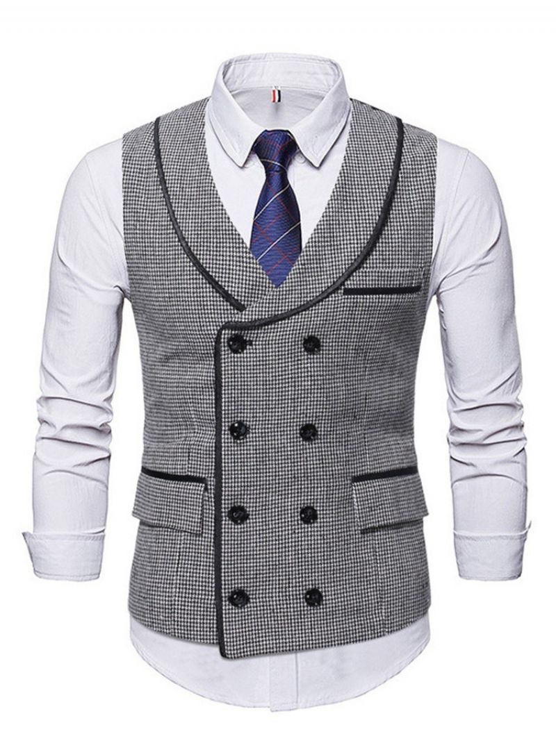 Button Color Block Spring Kaksirivinen Liivi