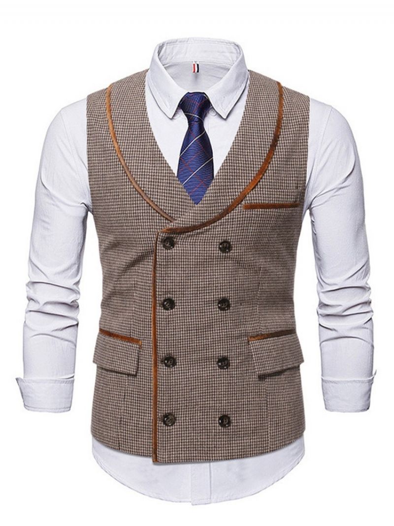 Button Color Block Spring Kaksirivinen Liivi