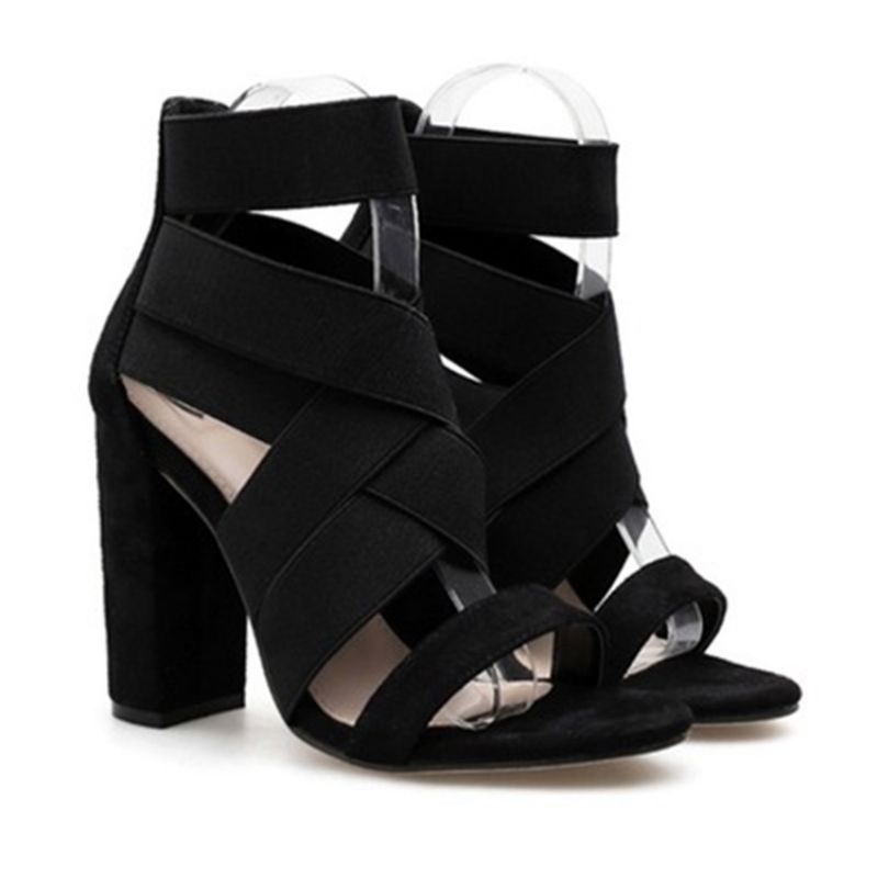 Chunky Heel Open Toe Heel Joka Peittää Länsimaiset Naisten Sandaalit