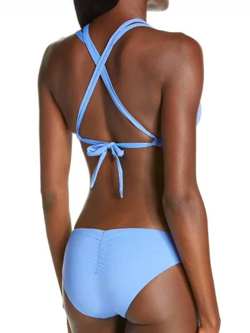 Sky Blue Sexy Tankini Set Pelkkä Uimapuku