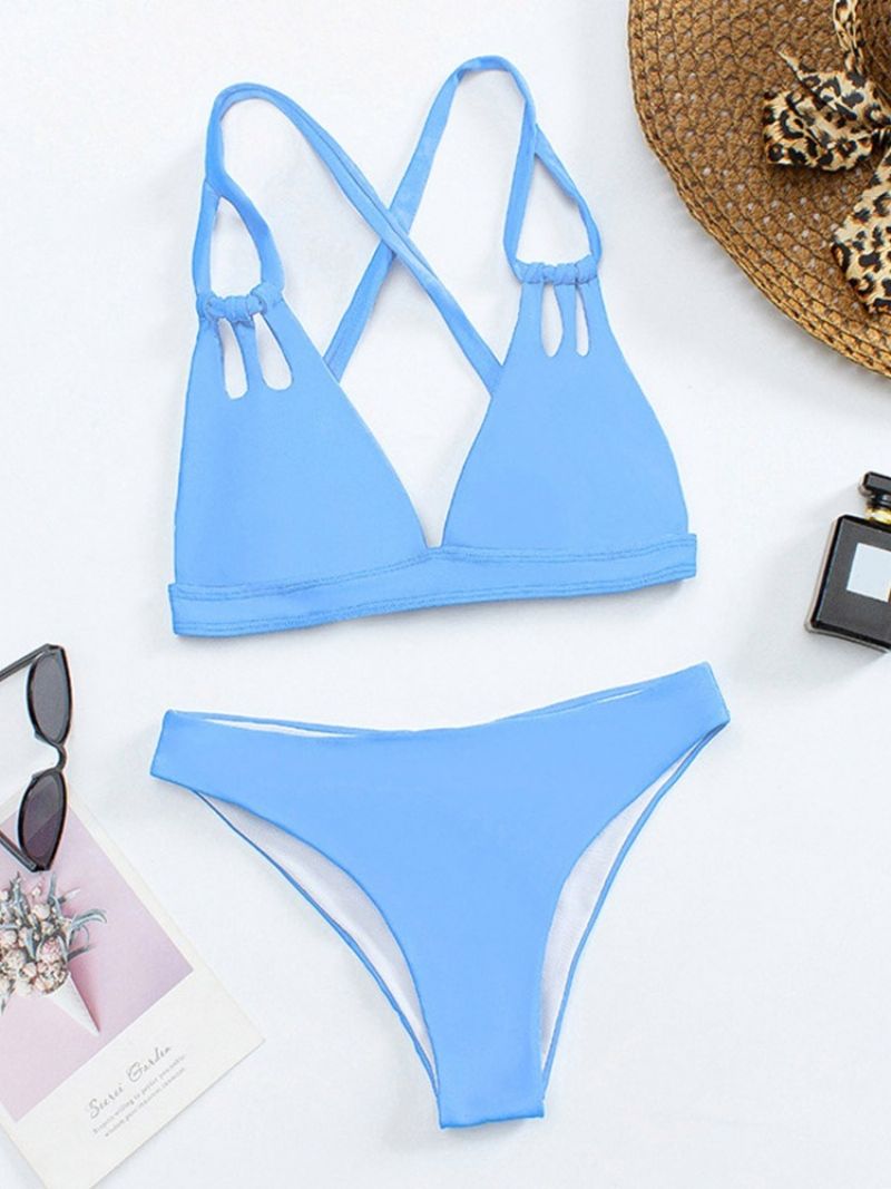 Sky Blue Sexy Tankini Set Pelkkä Uimapuku