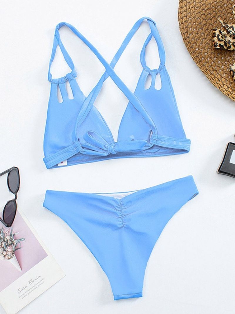 Sky Blue Sexy Tankini Set Pelkkä Uimapuku