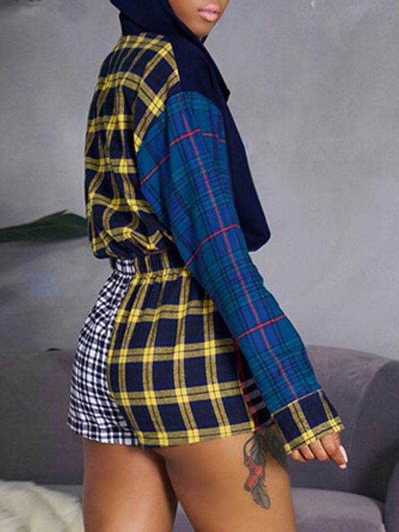 Casual Print Plaid Pencil Housujen Vetoketju Kaksiosaiset Setit