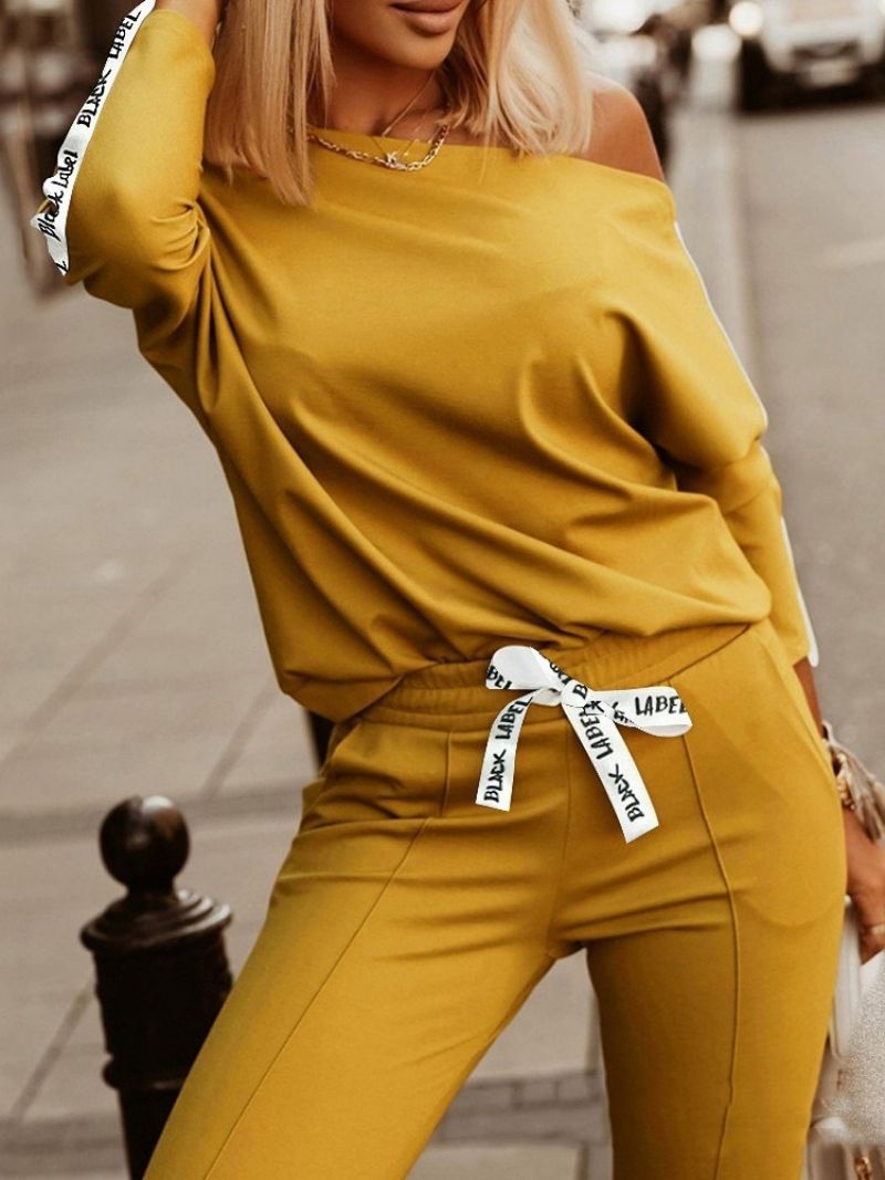 Nilkkapituiset Housut Pocket Letter Pullover Pencil Pants Kaksiosaiset Setit
