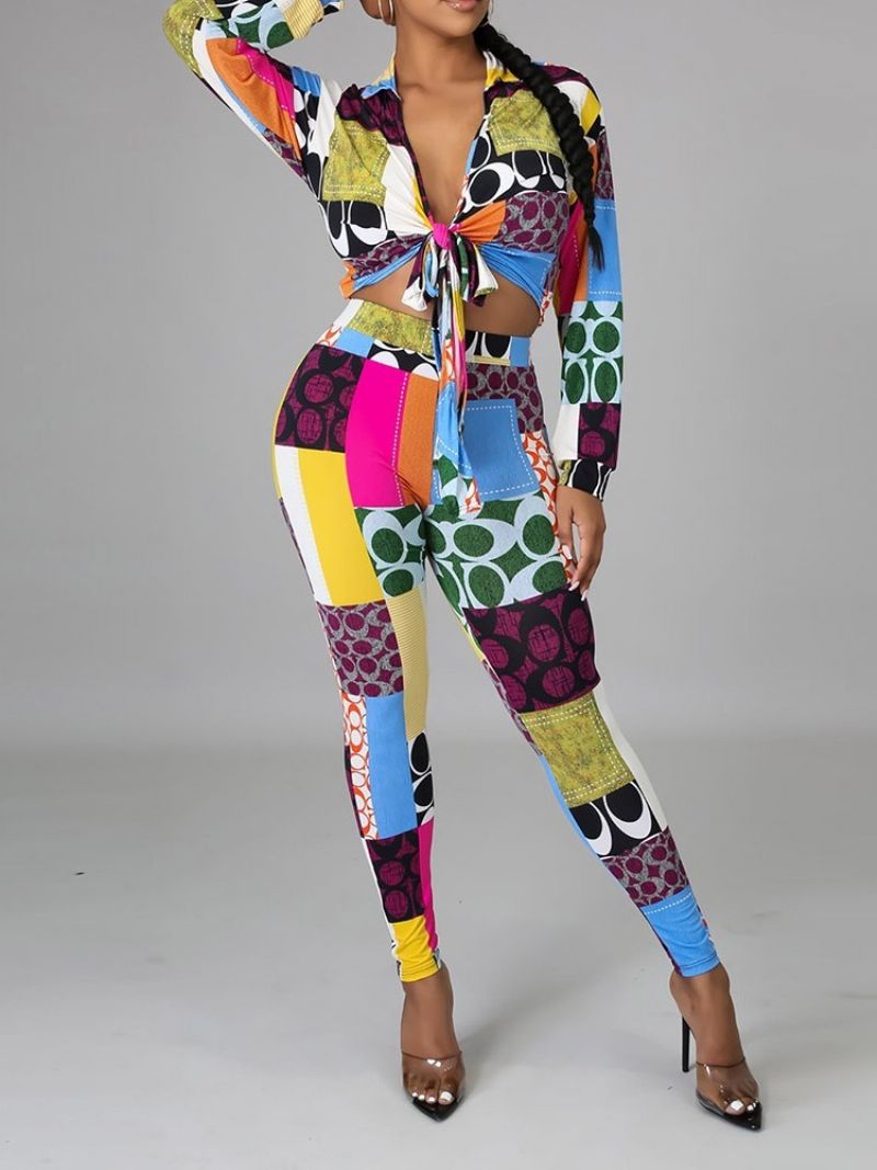 Paita Geometric Sexy Pencil Pants Kaksiosaiset Setit