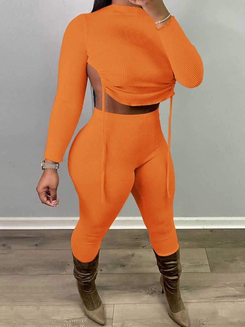 Sexy Backless T-Paita Pencil Pants Pullover Kaksiosaiset Setit