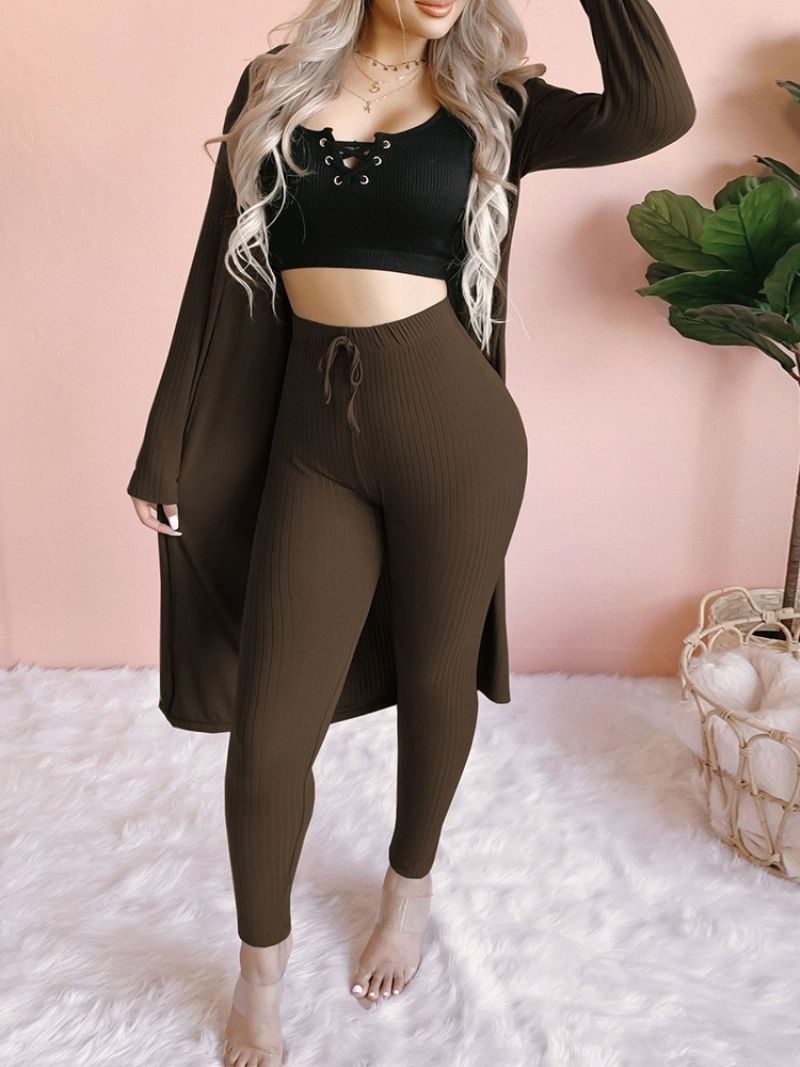 Sweet Ankle Length Pants Plain Wrapped Pencil Pants Kaksiosaiset Setit
