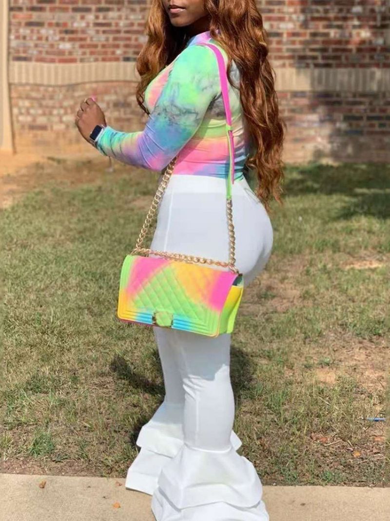 T-Paita Patchwork Casual Bellbottoms Pullover Naisten Kaksiosaiset Setit Housusetit