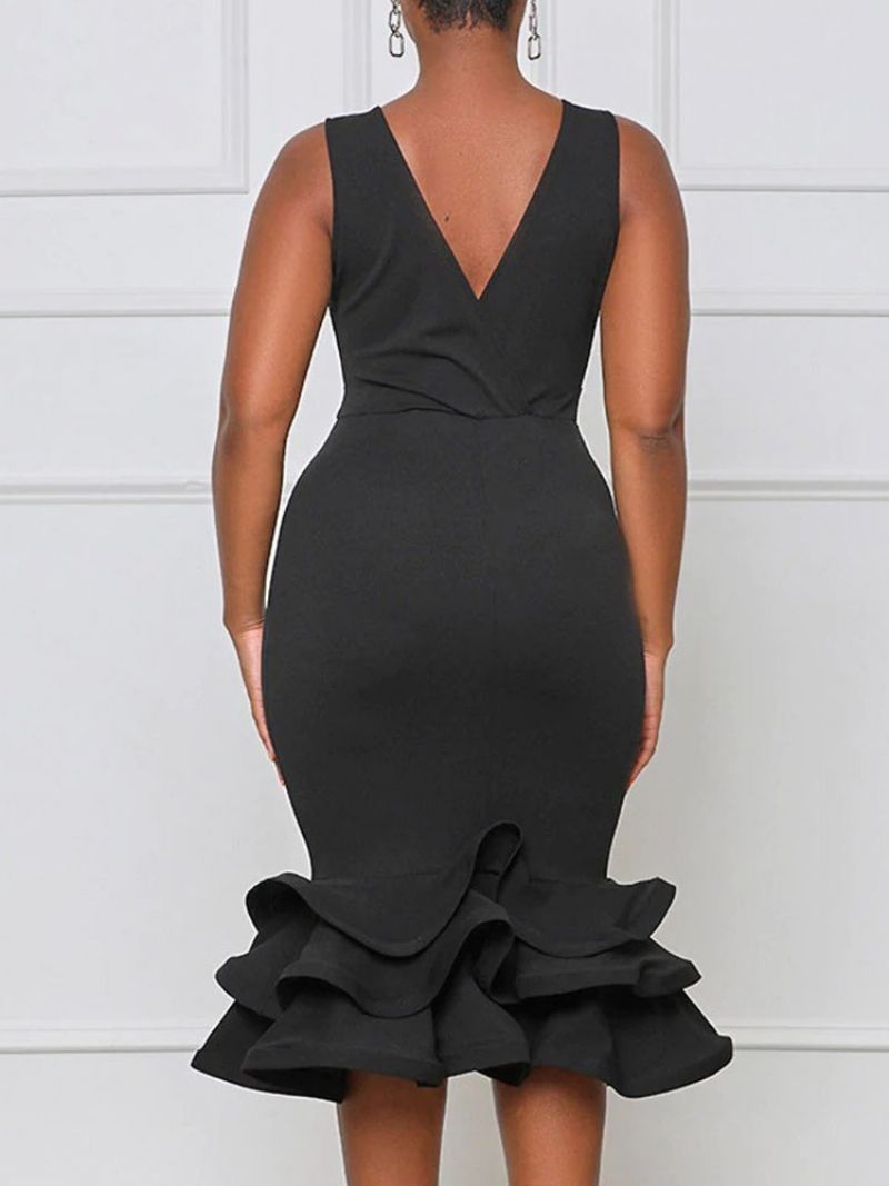 Falbala Hihaton Merenneito Bodycon-Mekko Jossa On Korkea Vyötärö Ja Pohkeet
