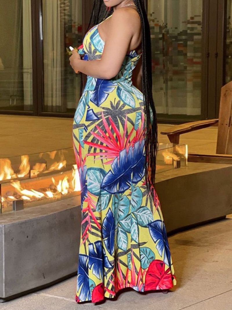 Hihaton Printti V-Kaula-Aukkoinen Bodycon Muoti Bodycon Mekko