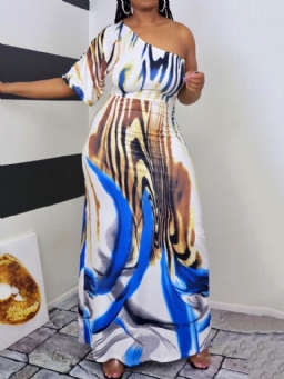 Lattiapituinen Vino Kaulus Tilkkutäytteinen Muotipusero Bodycon-Mekko