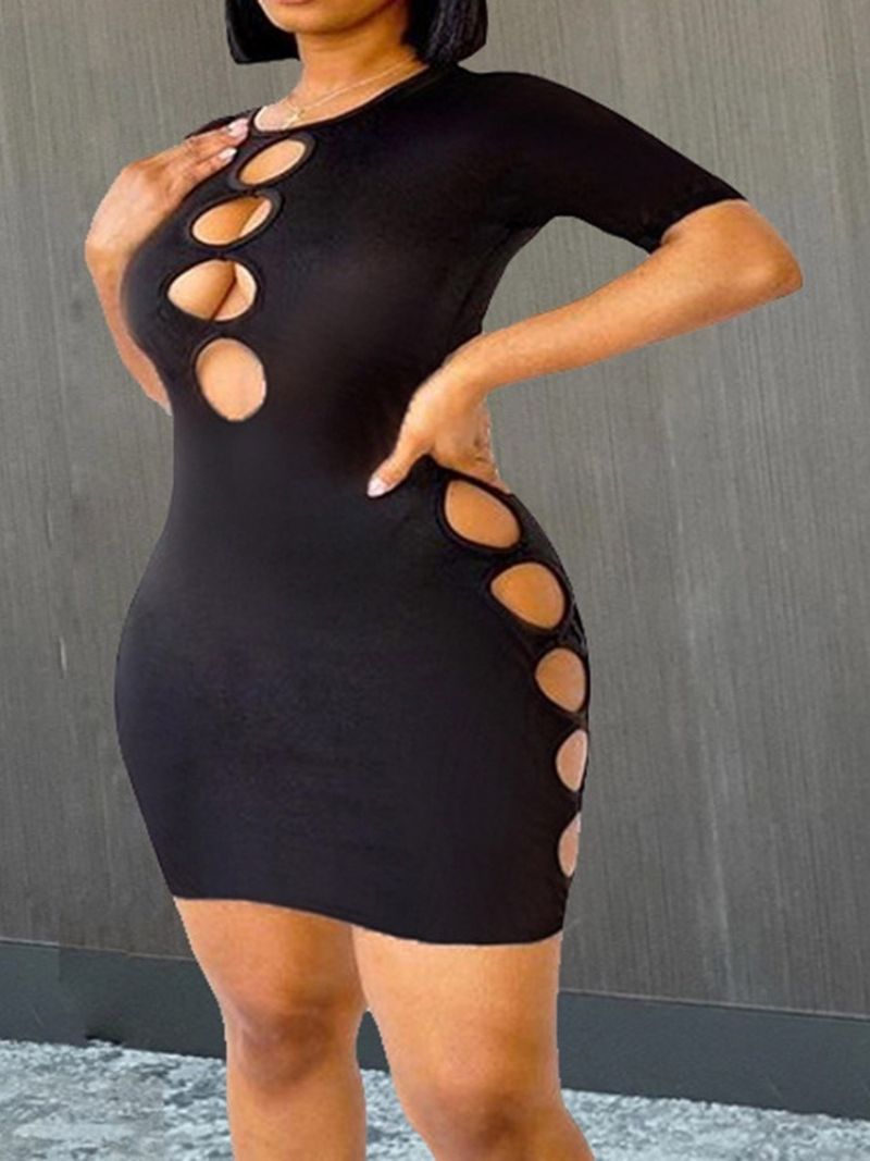 Lyhythihainen Polven Yläpuolella Ontto Seksikäs Tavallinen Bodycon-Mekko