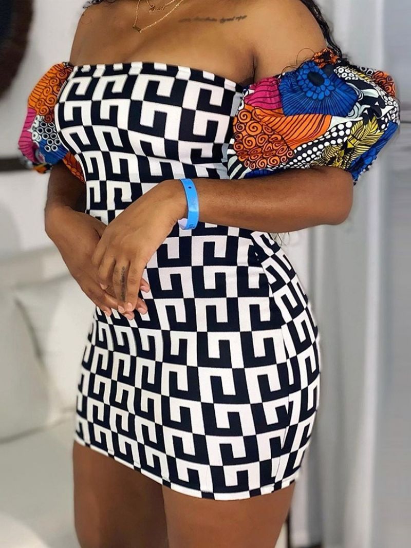 Lyhythihainen Polven Yläpuolella Patchwork Color Block Bodycon Mekko