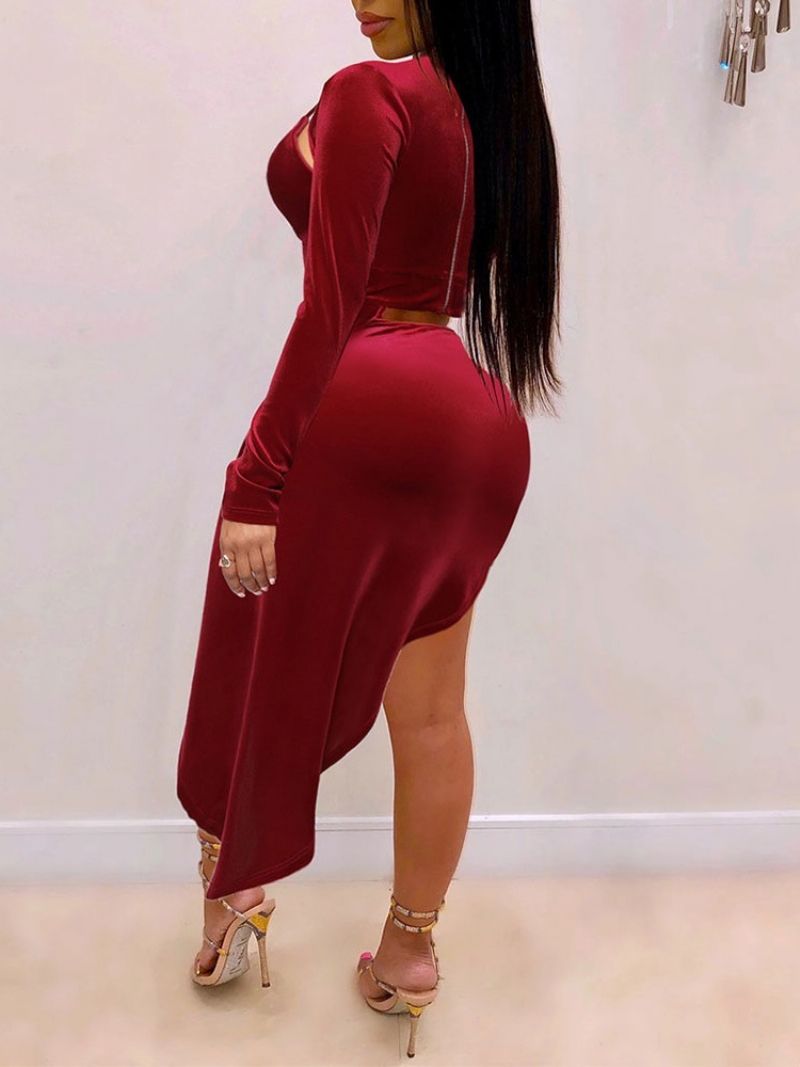 Nilkkapituinen Pitkähihainen Haljattu Yksinkertainen Villapaita Bodycon-Mekko