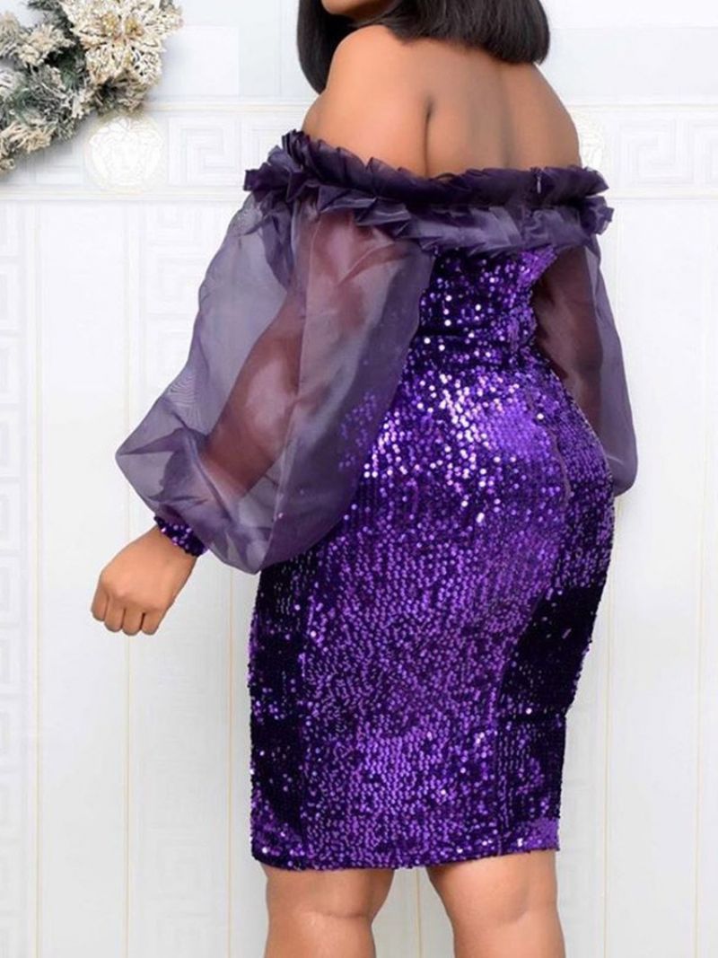 Pitkähihainen Olkapäältä Ulottuva Korkeavyötäröinen Bodycon-Mekko