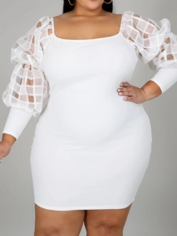 Läpinäkyvä Polven Yläpuolelta Pitkähihainen Tavallinen Bodycon-Mekko