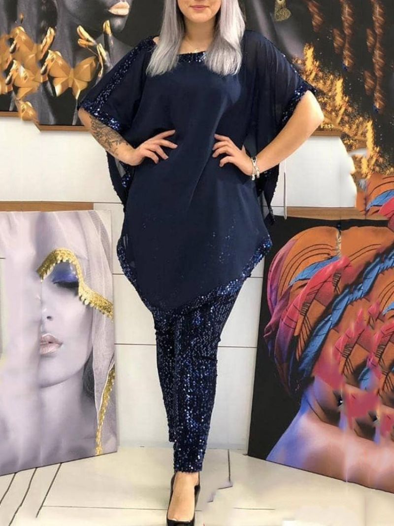Plus-Kokoiset Paljetit Casual Plain Kaksiosaiset Setit