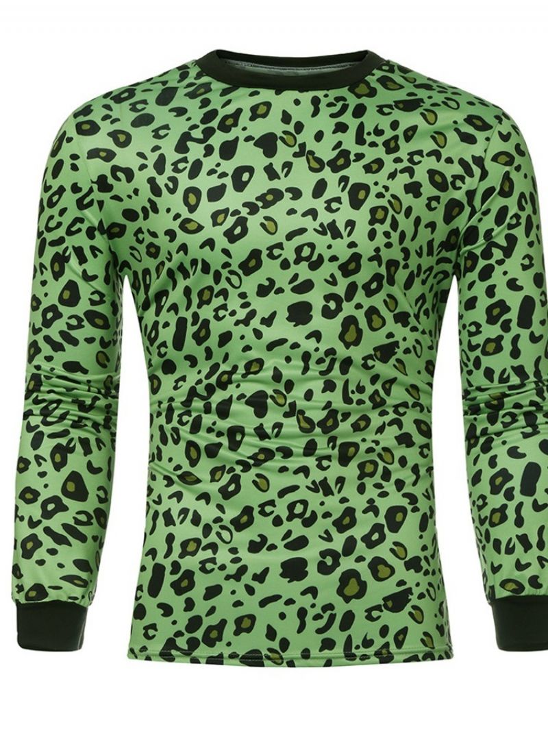 Muoti Leopard Pyöreäkaula-Aukkoinen Pitkähihainen Style Miesten T-Paita