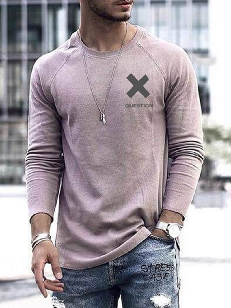 Rento Letter Pyöreäkaula-Aukkoinen Slim Pullover T-Paita